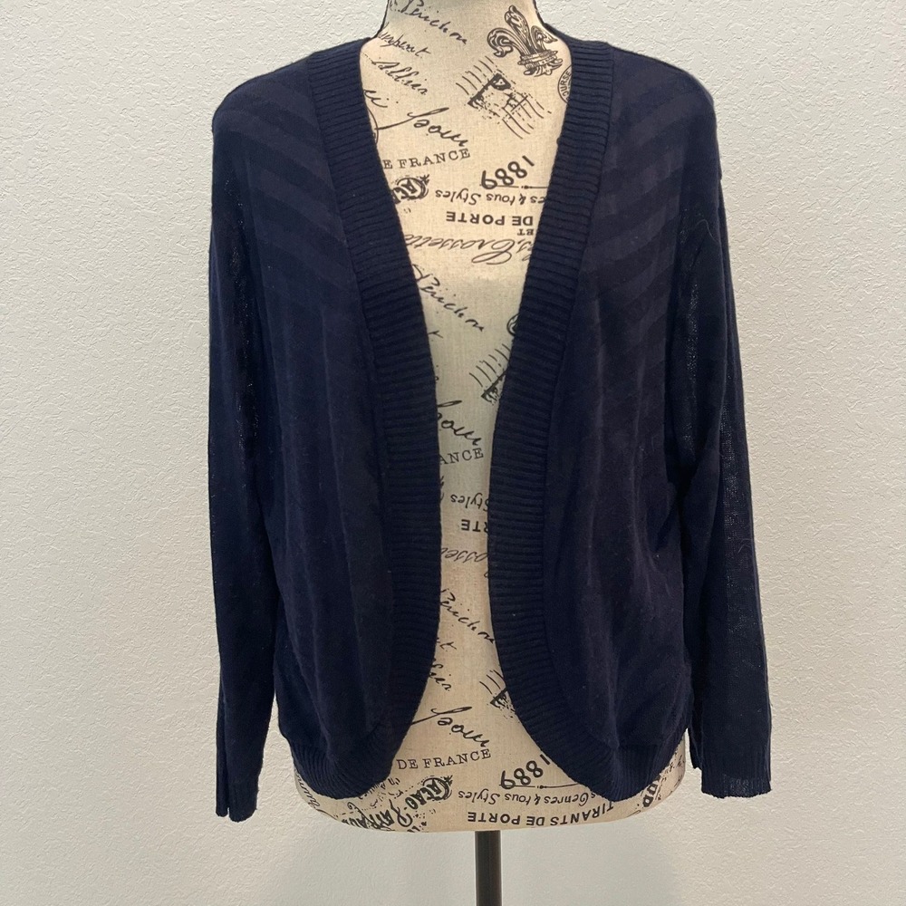 Sweet Kizz Cardigan‎ Sweater Womens 3X 100% Acrylic Open Front Navy Blue